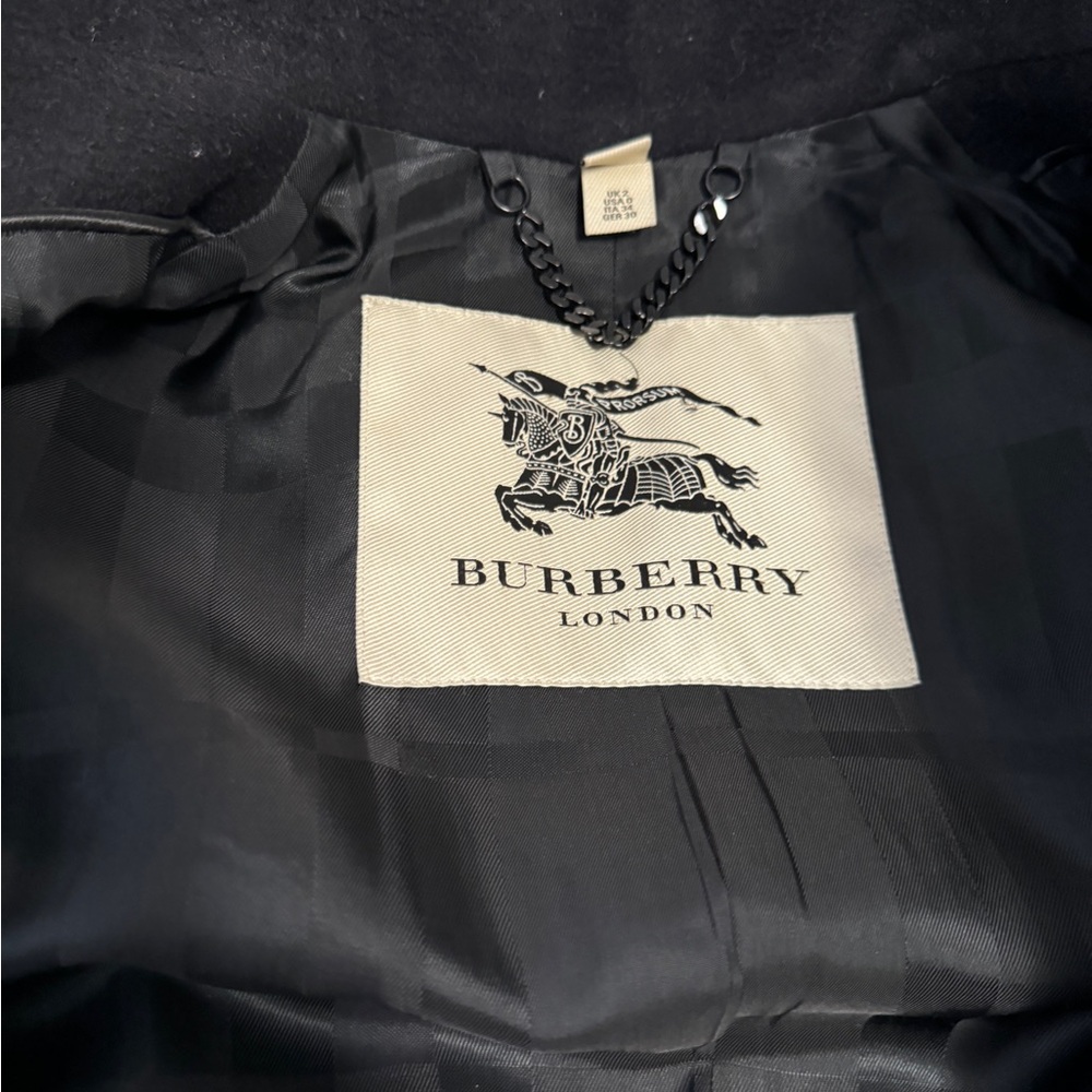 Authentic Burberry Kensington Wool Black Double-Breasted Trench Coat - Picture 5 of 8